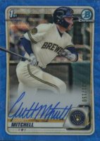 2020 Bowman Draft Chrome Draft Picks Autographs #CDAGM Garrett Mitchell Blue Wave Refractor Baseball Card