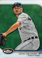 2012 Finest #10 Justin Verlander Green Refractor Baseball Card