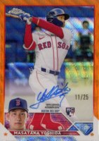 2023 Topps Chrome Rookie Autograph #RAMY Masataka Yoshida Orange Wave Baseball Card