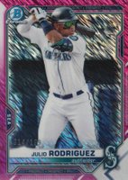 2021 Bowman Chrome Prospects #BCP86 Julio Rodriguez Fuchsia Shimmer Refractor Baseball Card