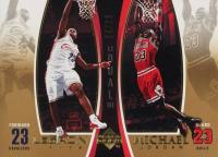 2005 Upper Deck MJ/LJ Bonus Pack #LJMJ8 LeBron James/Michael Jordan Gold Basketball Card