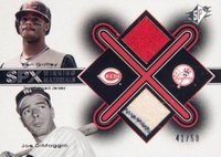 2001 SPx Winning Materials Jersey Combos #KG-JD Ken Griffey Jr./Joe DiMaggio Baseball Card