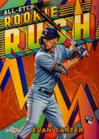 2024 Topps Chrome Chrome All Etch Rookie Rush #14 Evan Carter Orange Refractor Baseball Card