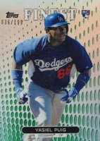 2013 Finest #91 Yasiel Puig Green Refractor Baseball Card