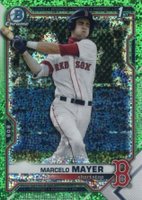 2021 Bowman Draft #BDC174 Marcelo Mayer Chrome-Green Sparkle Refractor Baseball Card