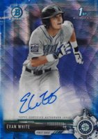 2017 Bowman Draft Chrome Draft Picks Autographs  #CDAEW Evan White Blue Wave Refractor Baseball Card