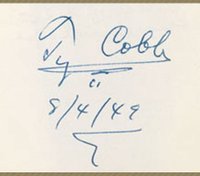 1999 Hall of Fame Autographs # Ty Cobb Cut Baseball Card