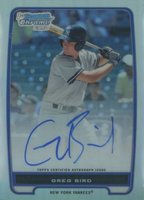 2012 Bowman Prospects #BCP98 Greg Bird Chrome-Refractor-Autograph Baseball Card