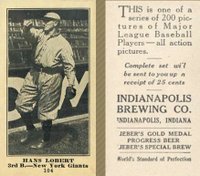 1916 Indianapolis Brewing #104 Hans Lobert Baseball Card