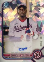 2022 Bowman Chrome Prospect Autographs #CPACV Cristhian Vaquero Atomic Refractor Baseball Card