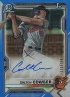 2021 Bowman Draft Chrome Draft Pick Autographs #CDACC Colton Cowser Blue Refractor Baseball Card