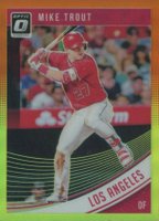 2018 Panini Donruss Optic #121 Mike Trout Pre-Swing-Red/Yellow Baseball Card