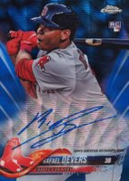 2018 Topps Chrome Rookie Autograph #RA-RD Rafael Devers Blue Wave Refractor Baseball Card