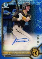 2022 Bowman Chrome Prospect Autographs #CPAJME Jackson Merrill Hta Choice Refractor Baseball Card