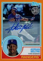 2018 Topps Silver Pack 1983 Chrome Promo #74 Adrian Beltre Autograph-Orange Refractor Baseball Card