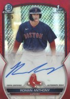 2023 Bowman Chrome Prospect Autographs #CPARA Roman Anthony Red Refractor Baseball Card