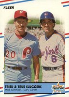 1988 Fleer Glossy #636 Gary Carter/Mike Schmidt Tried and True Sluggers Baseball Card