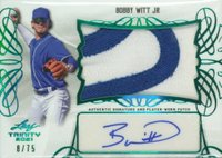 2021 Leaf Trinity Patch Autograph #BWJ Bobby Witt Jr. Green Baseball Card