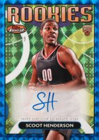 2023 Topps Finest Rookie Finest Autographs #RFASH Scoot Henderson Blue Geometric Basketball Card