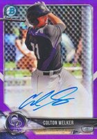 2018 Bowman Prospects Autographs Chrome #CW Colton Welker Purple Refractor Baseball Card