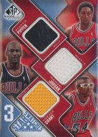 2009 SP Game Used 3 Star Swatches #3SJGP Horace Grant/Michael Jordan/Scottie Pippen 50 Basketball Card