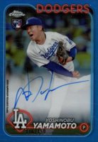 2024 Topps Chrome Rookie Autographs #RAYY Yoshinobu Yamamoto Blue Refractor Baseball Card