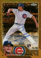 2023 Topps Gilded Collection Topps Chrome Gold Etch Autographs #CGAJS Justin Steele Baseball Card