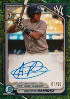 2024 Bowman Chrome Prospect Autographs #CPAAR Agustin Ramirez Green Grass Refractor Baseball Card