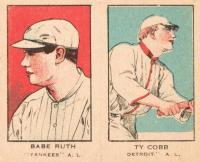 1921 Strip Card # Babe Ruth/Ty Cobb Panel Baseball Card