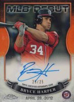 2016 Topps Chrome MLB Debut Autographs #BH Bryce Harper Orange Baseball Card