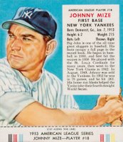 1953 Red Man Tobacco #18 Johnny Mize Baseball Card
