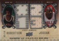 2008 Upper Deck Premier Premier Remnants Quad #PR4JR Michael Jordan/Oscar Robertson Basketball Card