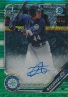 2019 Bowman Prospect Autographs Chrome #JRO Julio Rodriguez Green Shimmer Baseball Card