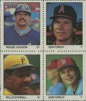 1983 Fleer Stamps # Bob Forsch/Reggie Jackson/Ken Forsch/Willie Stargell Panel Baseball Card