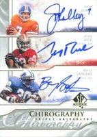 2009 SP Authentic Chirography Triples #HOF Barry Sanders/Jerry Rice/John Elway Football Card