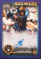 2024 Topps Chrome Rookie Autographs #RAJC Jackson Chourio Purple Refractor Baseball Card