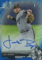 2017 Bowman Draft Chrome Draft Picks Autographs  #CDAJB  Jake Burger Blue Wave Refractor Baseball Card