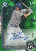 2022 Bowman Sapphire Edition Chrome Prospect Autographs #TS Trey Sweeney Green Baseball Card