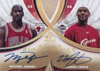 2003 SP Game Used Extra SIGnificance #MJ/LJ LeBron James/Michael Jordan Gold Basketball Card