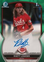 2023 Bowman Draft Chrome Prospect Autograph #CDARLO Rhett Lowder Green Lava Baseball Card