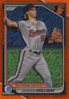 2024 Bowman Chrome Prospects #BCP47 Jackson Holliday Orange Shimmer Refractor Baseball Card