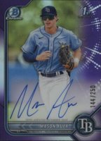 2022 Bowman Chrome Prospect Autographs #CPAMA Mason Auer Purple Refractor Baseball Card