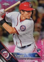 2016 Topps Chrome #32 Trea Turner Pink Refractor Baseball Card