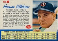 1962 Post Cereal #85 Harmon Killebrew Baseball Card