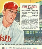 1954 Red Man Tobacco #12 Curt Simmons Baseball Card