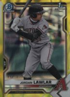 2021 Bowman Draft #BDC194 Jordan Lawlar Chrome-Yellow Lava Refractor Baseball Card