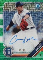2019 Bowman Mega Box Chrome Mega Autographs #CM Casey Mize Green Baseball Card