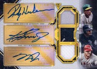 2021 Topps Triple Threads 70 Years of Topps Three-Player Triple Relics #HGT Ken Griffey Jr./Mike Trout/Rickey Henderson Autograph Baseball Card