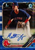 2019 Bowman Draft Chrome Draft Picks Autograph #CDAML Matthew Lugo Blue Wave Refractor Baseball Card