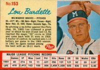 1962 Post Cereal #153 Lou Burdette Baseball Card